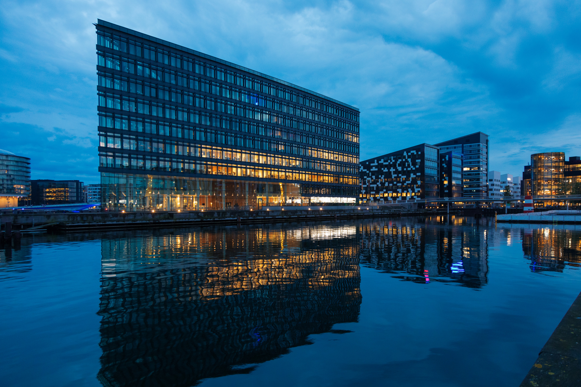 Modern commercial buildings beside the canals, Copenaghen